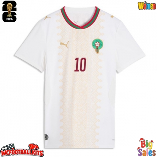 Morocco Brahim Diaz #10 Replica Away Stadium Shirt for Women World Cup 2026 Short Sleeve